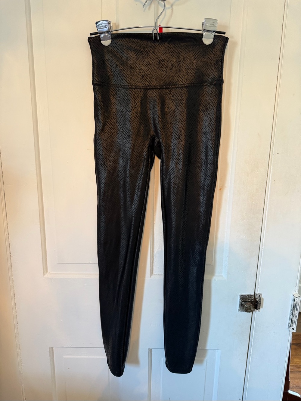 SPANX Black Textured High-Waist Leggings